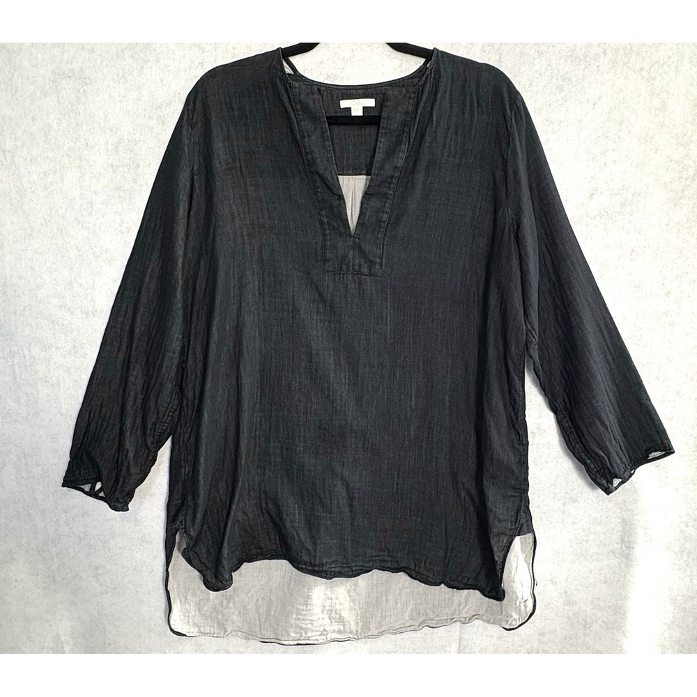 COS Women Tunic Pullover Cotton 3/4 Sleeve Lightweight Top Sz M Black 25-9